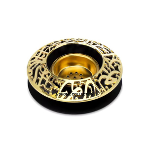 Plato redondo de madera y latón lujoso hecho a mano, quemador bakhoor, regalo de Ramadán, quemador tipo bobina de incienso árabe Mubkhar - Product Image 6