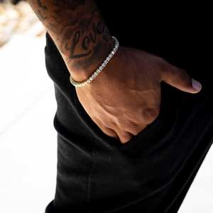 กำไลข้อมือแบบเทนนิสชุบทองดีไซน์ใหม่ประดับเพชร VVS มอยส์ซาไนต์ สไตล์ฮิปฮอป กำไลข้อมือแบบโซ่เส้นเล็กประดับเพชร VVS มอยส์ซาไนต์ - Product Image 3