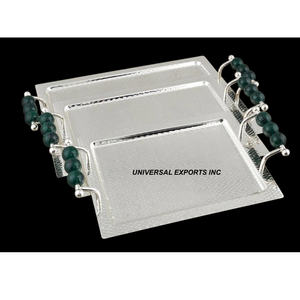 Set of Three Elegant & <b>Decorative</b> <b>Silver</b>-Finished Metal Hampered Chocolate <b>Tray</b> Luxury Hot Selling Fancy Chocolate Platter - Product Image 3