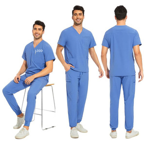 Venta al por mayor de uniformes médicos de punto personalizado XL tamaño Spandex Hospital uniformes abrigos para Médicos Enfermeras pacientes de secado rápido transpirable - Product Image 1