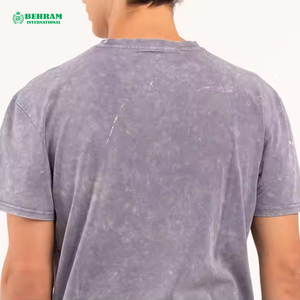 T-shirt Homme Personnalisé Lavable Écologique Séchage Rapide Polyester/Coton Uni Effet Délavé à l'Acide Vintage Coupe Ample Grande Taille - Product Image 4