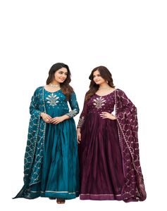 2024 verano cuello redondo crepé rayón Vestido Mujer de talla grande Casual hasta el suelo estampado Floral bordado Patchwork lavable Rangoli - Product Image 1