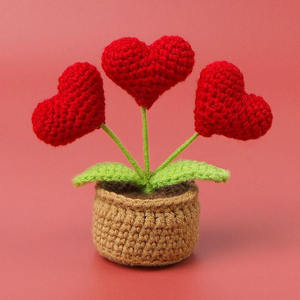 Cross-Border Knitted <b>Wool</b> Heart Potted Plant Artificial Desktop Study Decoration Small Valentine's Day Textile Fabric <b>Craft</b> - Product Image 4