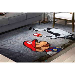 Tapis Mario Graffiti : Tapis antidérapant abstrait imprimé en 3D, avec poils doux - Product Image 1