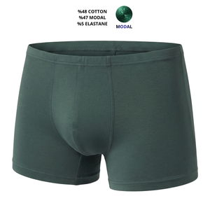 Calzoncillos bóxer de punto de algodón modal para hombre, transpirables, de tiro medio, lisos, con logo en la cintura - Product Image 3