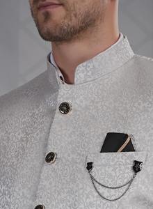 ชุดสูทผ้าโพลีเอสเตอร์สำหรับผู้ชายพิมพ์ลาย2ชิ้นคอตั้งแบบปกติระบายอากาศได้สไตล์หน้าแบนมีกระดุมแบบยาว - Product Image 3