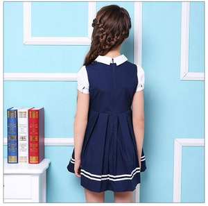 Vestido de Uniforme Escolar de Verano Oxford Personalizado para Niñas de Primaria, de una Pieza - Product Image 4