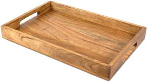 Plateau de service en bois fait main personnalisé, forme rectangulaire, vaisselle, plateau de service alimentaire, fournitures pour restaurants et hôtels, plateau à thé sur pied - Product Image 5