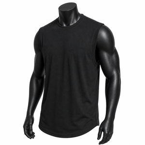 Camiseta Deportiva Personalizada para Hombre, Negra, Sin Mangas, Transpirable, para Gimnasio, Ropa Deportiva, Proveedor Mayorista OEM - Product Image 3