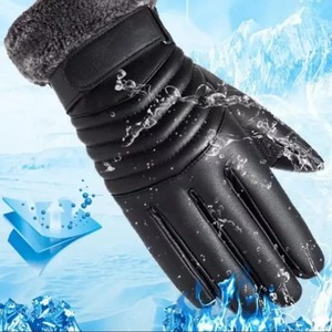 Guantes de Invierno para Hombre, Guantes de Felpa con Forro de Peluche, Guantes de Ciclismo al Aire Libre, Guantes de Motocicleta con Pantalla Táctil de PU, Guantes de Algodón - Product Image 6