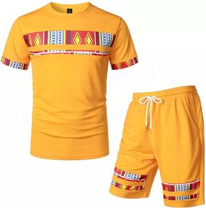 Vente en gros Ensemble de shorts de sport décontractés personnalisés pour hommes Africa Dashiki Print Design Summer Solid Color Eco-Friendly Breathable - Product Image 6