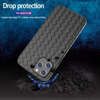 Étui de téléphone en TPU tissé de luxe en gros, résistant aux chocs, avec support magnétique pour anneau, pour 17/16 Pro Max Plus