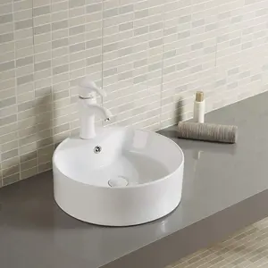 Modern ev beyaz yuvarlak sanat seramik banyo lavabo el lavabo