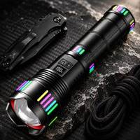 Lampe torche LED professionnelle puissante pour l'extérieur, vente en gros, lampe de recherche tactique rechargeable avec indicateur de niveau de batterie