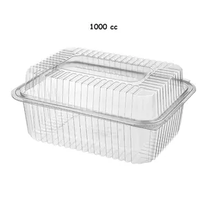 In Stock Ready to Ship 1000cc Convex Lid Plastic Leakproof Cookie Container Plastic Leak Proof Container Disposable Plastic Tray