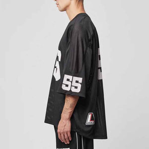 เสื้อเจอร์ซีย์ตาข่ายสำหรับผู้ชายเสื้อใส่เล่นกีฬาแบบสตรีทแวร์ไซส์ใหญ่เปิดไหล่ระบายอากาศได้เร็วออกแบบโลโก้ได้ตามต้องการ - Product Image 5