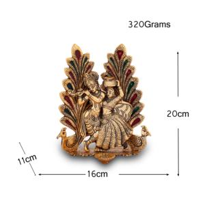 Nouvel arrivage de Statue de Radha Krishna en métal, laiton, plaqué or, Design Pankh, pour la décoration de la maison et l'article cadeau de mariage - Product Image 3