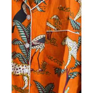 Conjunto de Pijama con Estampado Floral de Jungla, Talla Única, Transpirable, Cintura Elástica con Botones y Cordón Ajustable, para Familias y Damas de Honor, Color Naranja - Product Image 3