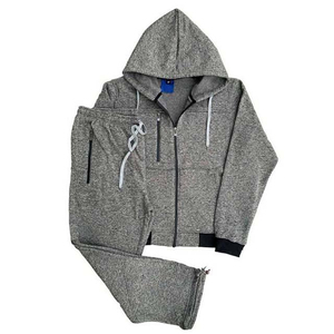 ชุดวอร์มมีซิปของผู้ชายมีสไตล์และใส่สบายเหมาะสำหรับชุดลำลองมีซิปขนแกะหนาผ้าฝ้าย100% ชุดวอร์มสีพื้น - Product Image 4