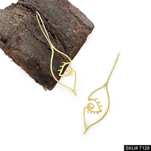 Pendientes de aro geométricos chapados en oro de diseñador Impresionante bisel de compromiso Pendientes de gota Pendientes de ojo liso Joyería de latón - Product Image 1