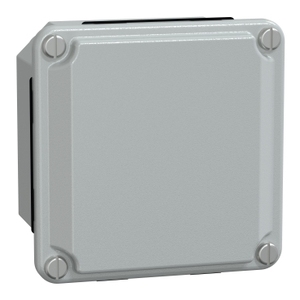 Pour Schneider Electric NSYDBN88 Boîtier métallique industriel à couvercle plat IP55 H85xW85xD49 Gris RAL 7035 - Product Image 1