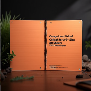 <b>Orange</b> Lined Oxford College Block for A4+ Size 80 Sheets 100% Cotton <b>Paper</b> - Product Image 3