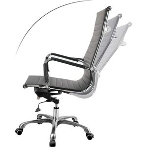 Sedia da ufficio ergonomica bianca in pelle sintetica Executive da ufficio con schienale a metà schienale regolabile poggiatesta in schiuma stile tradizionale PP - Product Image 6