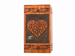Urne de crémation en palissandre fabriquée à la main Arbre de vie Coeur Mémorial Souvenir Mémorial Souvenir Décoratif Urne de crémation pour les cendres - Product Image 3