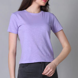 Top corto para mujer, camisetas cortas de gran tamaño para mujer, camisetas cortas de diseño personalizado al por mayor, camisetas cortas de media manga con hombros caídos para mujer, Tops cortos - Product Image 1
