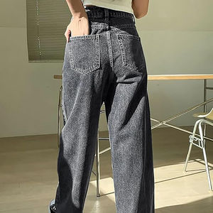 Pantalones Vaqueros Holgados para Mujer, Estilo Americano, Cintura Alta, Color Gris, Pantalones Vaqueros Vintage, Casuales, Anchos, Vintage - Product Image 3