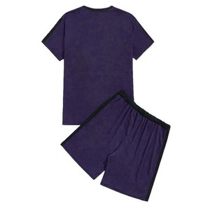 Conjunto de Verano de Alta Calidad para Hombre, Transpirable, Informal, de Punto, de Algodón Sólido, con Camiseta y Pantalones Cortos Estampados, Estilo Urbano - Product Image 4