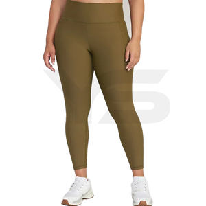 Pantalon de yoga d'entraînement de sport pour femmes de haute qualité Leggings de fitness en polyester doux avec poche à motif solide Vente en gros personnalisée - Product Image 6