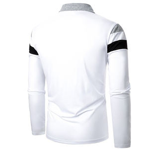 Camiseta de corte clásico para hombre, jersey de poliéster/algodón suave, diseño de cremallera, transpirable, patrón sólido, logotipo personalizado, manga corta - Product Image 3
