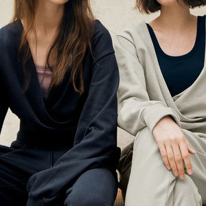 Sudaderas con capucha de algodón de alta calidad para mujer Jersey de manga larga Crop Top Sudadera con cuello en V profundo - Product Image 3