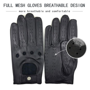 Gants de conduite professionnels en cuir d'agneau italien pour hommes avec logo personnalisé Gants en cuir uni pour les voyages d'hiver - Product Image 4
