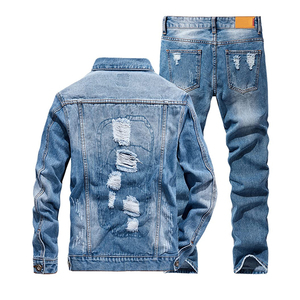 Conjunto de Jeans Personalizados de Alta Calidad para Hombre, Chaqueta Vaquera Vintage de Alta Calidad y Pantalones de Mezclilla, Traje Deportivo, Conjunto de Mezclilla - Product Image 4