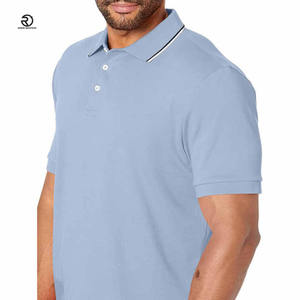 Polo de talla cómoda para hombre con logotipo personalizado 100% algodón para hombre, Polo de manga corta con cuello de doble punta de ajuste clásico para hombre - Product Image 5