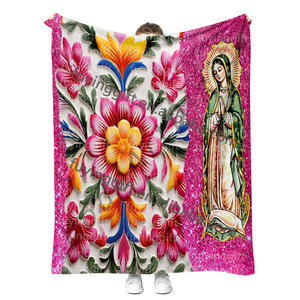 Stock mexicano Latina Chicana Virgen De Guadalupe personalizado español cristiano diseño estampado polar franela mantas 50*60 pulgadas - Product Image 4