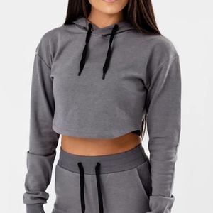 Crop Top sudaderas con capucha sudadera al por mayor personalizado en blanco recortado Top sudaderas con capucha para mujeres peso pesado 450 Plus GSM - Product Image 1