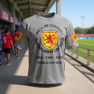 Maglietta Promozionale per Tifosi della Scozia per la Coppa del Mondo 2026, Stile Stemma Leone, per Viaggi in USA, Canada, Messico - Product Image 3