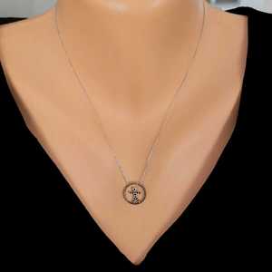Collier Homme en Argent Sterling 925 avec Diamants Blancs et Noirs et Zircon, Plaqué Rhodium, Croix et Numéro, Cadeau - Product Image 1
