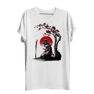 เสื้อยืดผ้าฝ้าย 100% ลายซามูไรเกอิชาญี่ปุ่น พิมพ์ด้วยวิธีดิจิทัลบนผ้าเจอร์ซีย์ - Product Image 1
