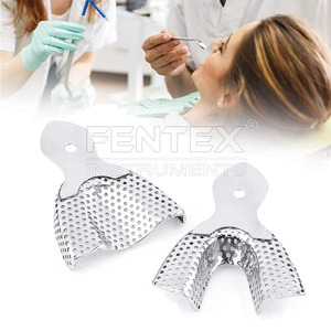 Bandejas dentales-6 piezas de acero inoxidable Dental Autoclavable Bandeja de impresión superior e inferior para herramientas de soporte de dientes en forma de U fundido - Product Image 1
