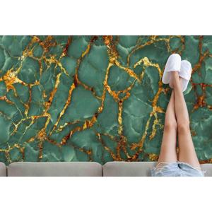 Tapis en marbre vert et or : Décoration moderne pour la maison, tapis doux non tissé - Product Image 1