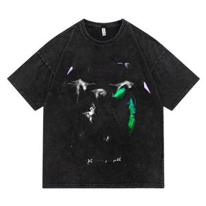 2024% camisetas personalizadas de alta calidad para hombre, ropa de hombre de 300 gsm, camisetas lavadas de cuello redondo de gran tamaño, camiseta vintage de manga corta Premium - Product Image 4