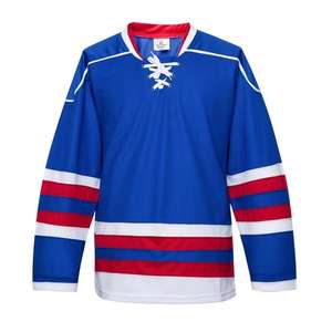 Ensemble complet d'uniformes de hockey sur glace personnalisé, bleu royal et blanc, maillot d'équipe professionnel, shorts, chaussettes, gants, lacets, vêtements de sport de performance - Product Image 5