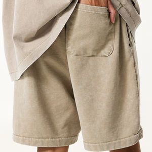 กางเกงขาสั้นผ้าฝ้ายฟอกสี100% สำหรับผู้ชายกางเกงขาสั้นสไตล์วินเทจทรงหลวมพิมพ์โลโก้ตามสั่ง - Product Image 5