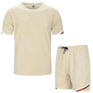 Cotton Checked men's T-<b>Shirt</b> and Shorts Set Two Piece Short Sleeve T <b>Shirt</b> Shorts Sets Summer - Product Image 4