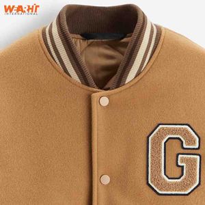 Vêtements personnalisés unisexes pour hommes vestes universitaires en laine avec vestes de baseball Letterman en satin style vintage manches en cuir respirant - Product Image 3