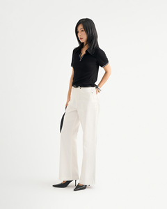 High Quality <b>Women's</b> Slim Fit for <b>Neck</b> Contrast Trim Cotton Poly Viscose Spandex Breathable Quick Dry Crop for Routine VN - Product Image 5